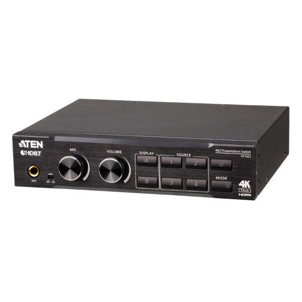 VP1421 ATEN - Bộ chuyển đổi ma trận trình bày 4K thực sự 4 x 2 với tính năng chia tỷ lệ, DSP và HDBaseT-Lite