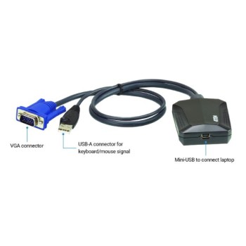 CV211-AT - Bộ chuyển đổi KVM USB cho máy tính xách tay, thiết bị điều khiển, xe cấp cứu