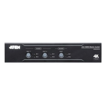 VM0202HB ATEN - Bộ chuyển mạch ma trận HDMI 4K thực 2 x 2 với bộ tách âm thanh.